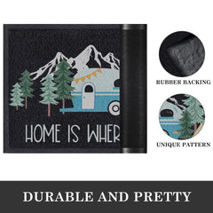 Comfoyar camper door mat forest mountains design suits entryways and porches.