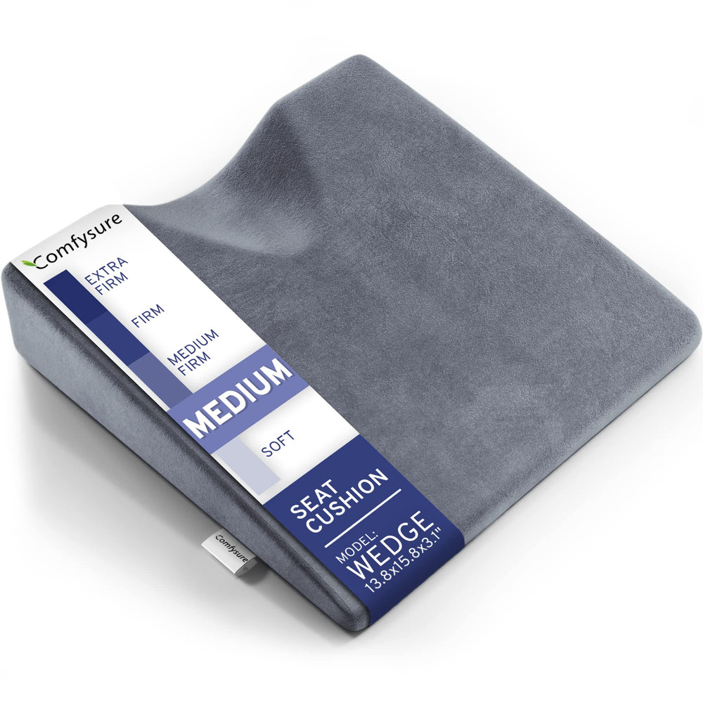 ComfySure wedge car seat cushion with memory foam supports coccyx on long drives.