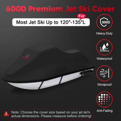 Comnova Jet Ski Cover with waterproof coating shields against rain and dust.