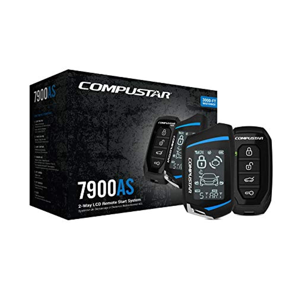 Compustar CS7900-AS remote start with LCD status display highlighting range effectiveness