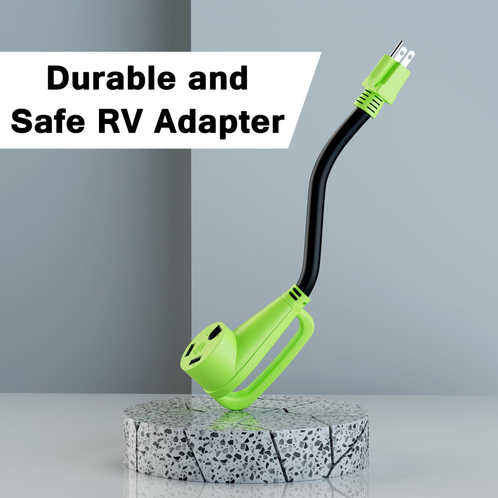 Outdoor camping scene with Conable adapter powering a trailer
