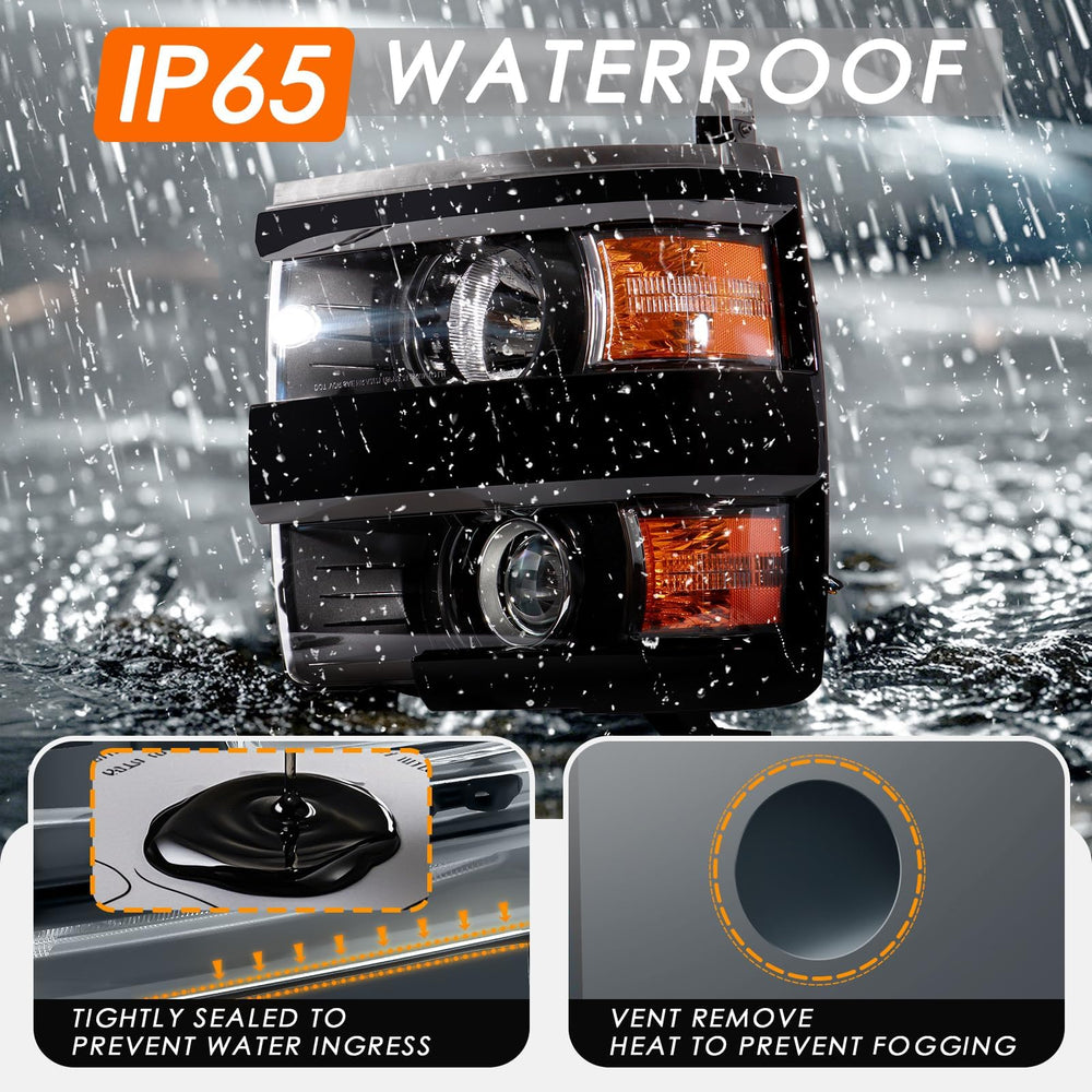 IP65 weatherproof CONLLCON headlight enduring rain and spray
