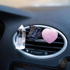 Conscious Items rose quartz vent clip for calming energy during drives.