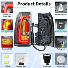 Convitex Yukon taillight harness and bulbs included in kit for DIY swap.