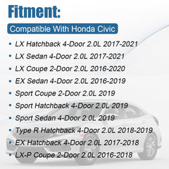 Compatibility note highlights Honda Civic 2016–2021 variants