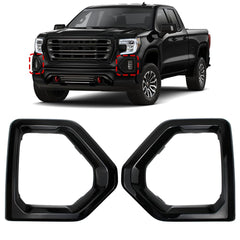 COOL STAR front fog light bezel cover for Sierra 1500 in black, two-piece design