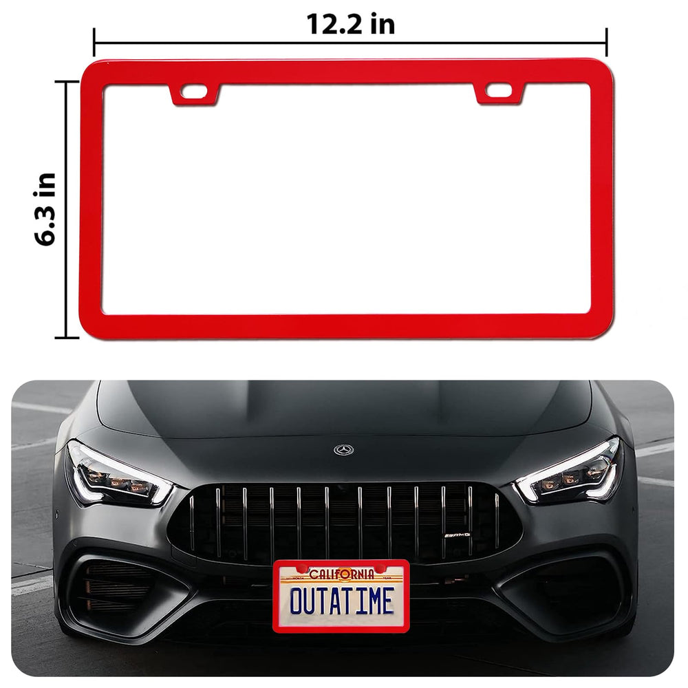 Copvner license plate frame packaging shows included coaster and valve caps.