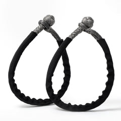 Cordeast soft shackle front view in gray 2-pack, easy recovery for ATV and UTV