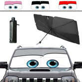 Coricha Windshield Sun Shade open like an umbrella showing full coverage and heat reduction potential