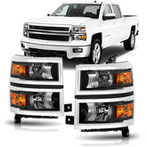 Corkiauto Silverado 1500 headlights driver-side, chrome housing for enhanced road visibility.
