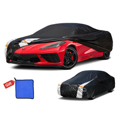 Cotryvox Corvette cover front view protects the car from rain and UV exposure.