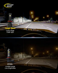 Cougar Motor 9005 H11 fog light glow at 6500K improving night visibility