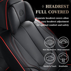 Coverado black and redline option enhances interior styling.