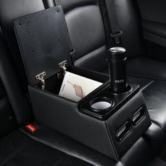 Coverado console keeps cups, keys, and small items within reach.