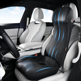 Coverado all-in-one car seat cushion and lumbar headrest for longer drives.