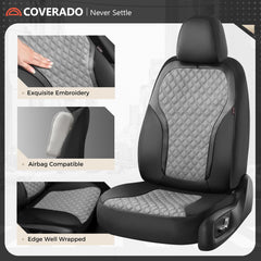 Coverado universal fit front seat cover designed for sedans and SUVs.