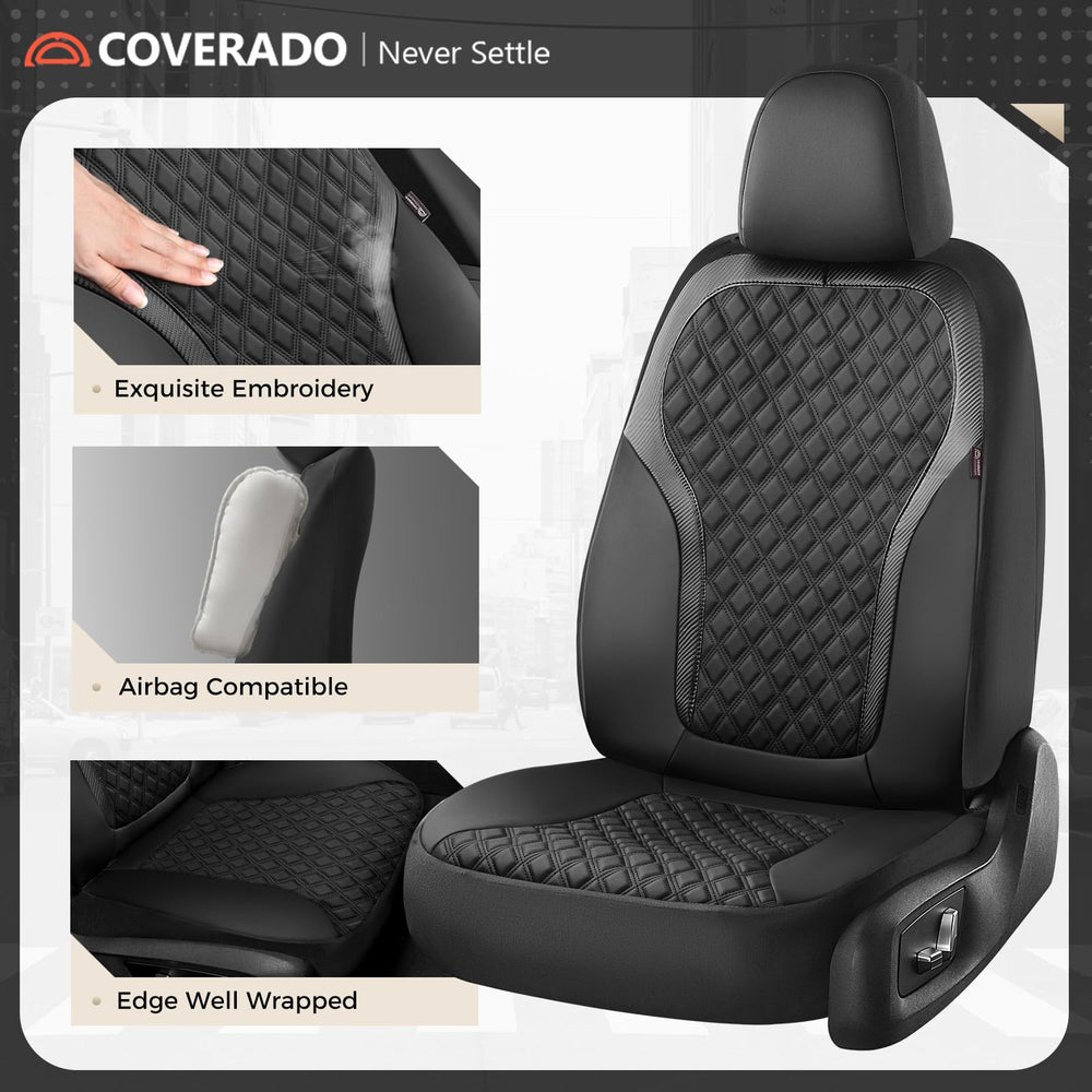 Coverado front-seat detail highlights luxury look and easy maintenance.