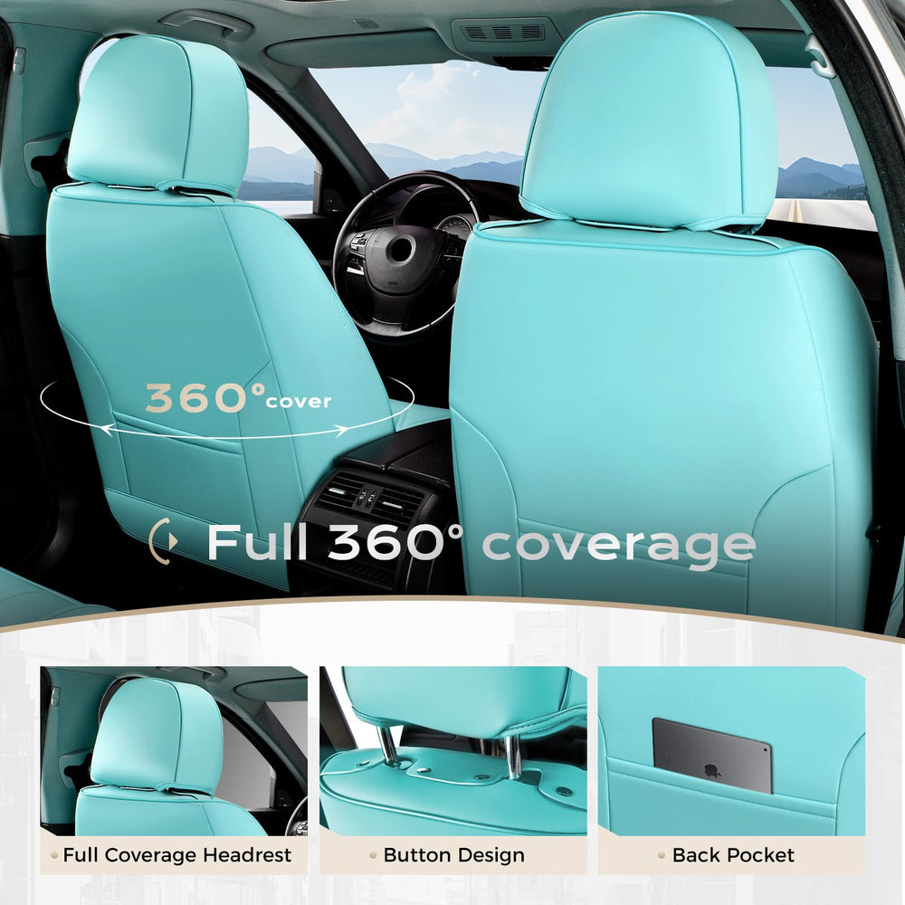 Coverado headrest covers; easy adjustment and added protection.