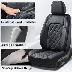 Coverado leather-feel-material highlights premium texture and smooth, enjoyable driving.