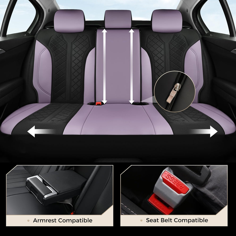 Coverado leather rear-seat cover middle with breathable mesh panel for comfort