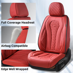 Coverado leather red full set creates cohesive cabin styling.