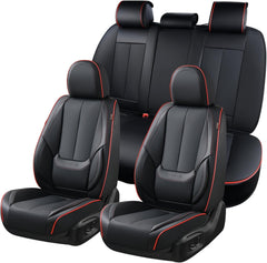 Coverado leather seat covers front-left showing premium fit and protection