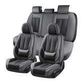 Coverado leather seat covers full set installed in car cabin for luxury protection