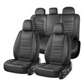 Coverado luxury leather seat covers front view with snug fit and premium stitching.