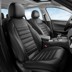 Coverado luxury leather seat covers rear view showing full set compatibility.