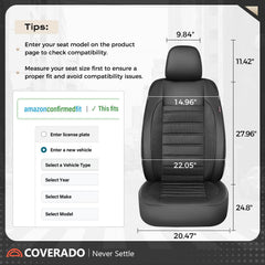 Coverado measure before purchase to ensure the perfect fit for your seats.