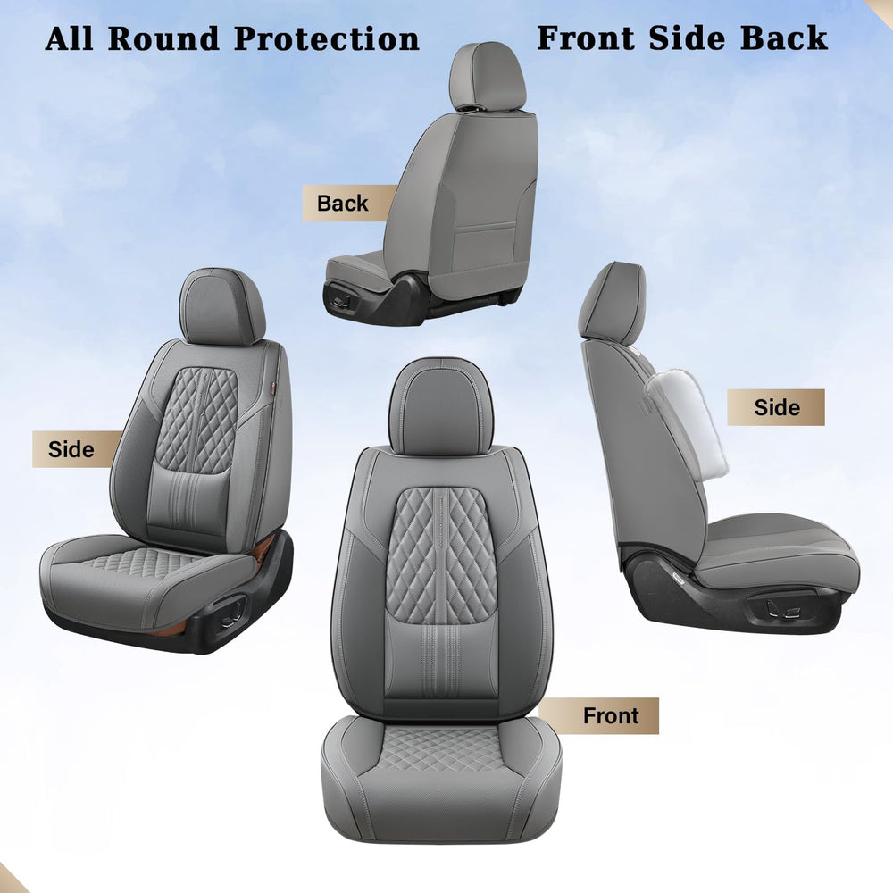 Coverado package includes front and rear seat covers with manual