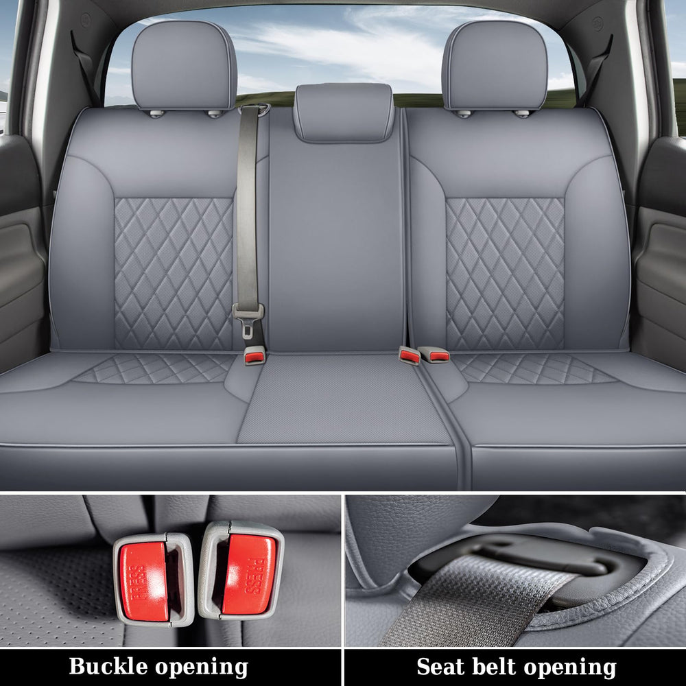 Coverado Tacoma seat cover showing airbag-compatible seam detail.
