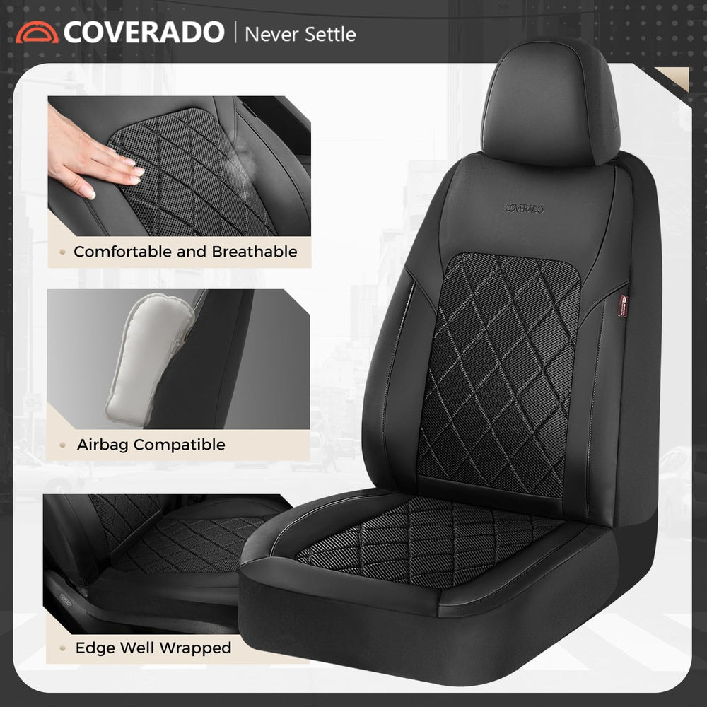 Coverado universal-fit-front-seat demonstrates broad compatibility across most cars.