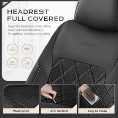 Coverado waterproof-leather-finish emphasizes durable surface and easy maintenance.