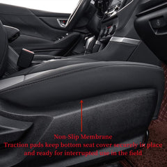 Coverdream Front seat cover detail with precise stitching and edge piping