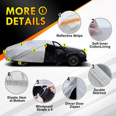Coverra Toyota Camry car cover side view showing wind straps.