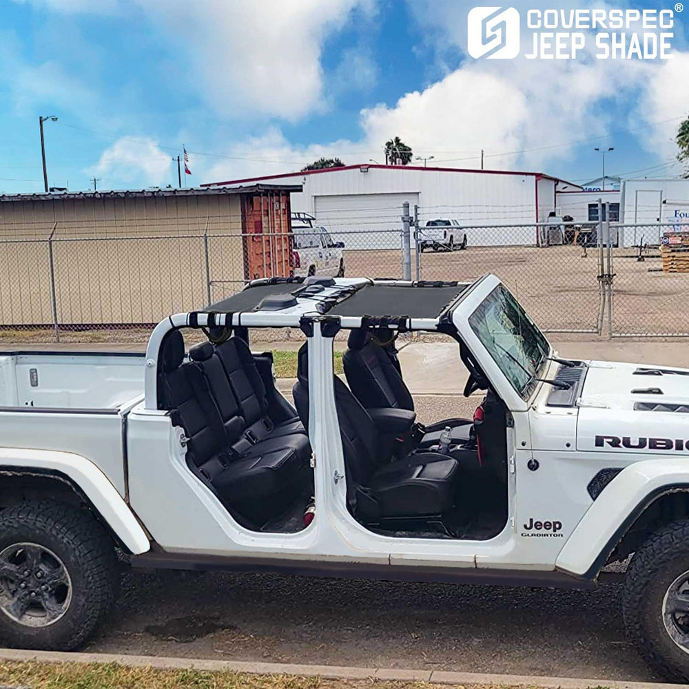 Coverspec jeep gladiator sunshade close-up texture highlights durable mesh