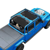 Coverspec JT Top sun shade on Jeep Gladiator front view reduces glare and UV exposure