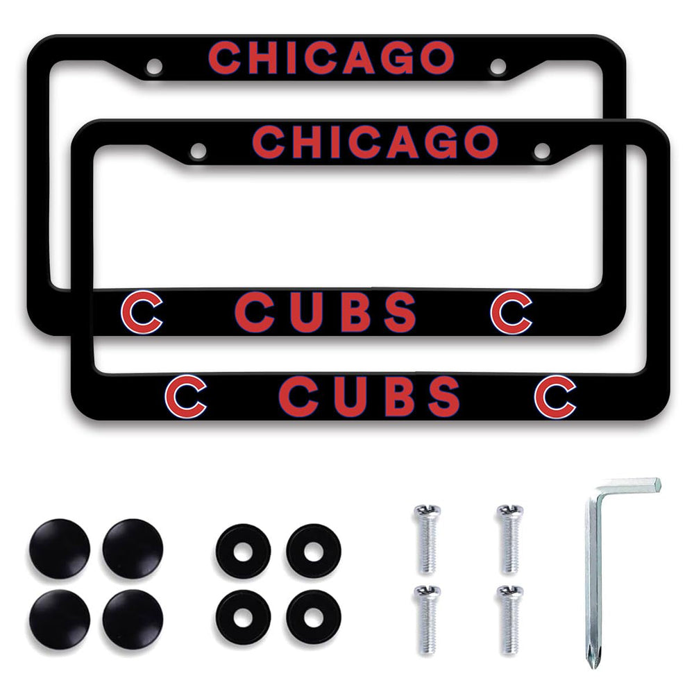 COVEUEWGLK matte black license frame front view, durable aluminum protection and sleek appearance.