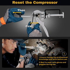Craimil ergonomic handle view emphasizes reduced hand fatigue during brake service.