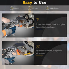 Craimil Dual Piston Caliper Compressor in use shows quick removal of two pistons.