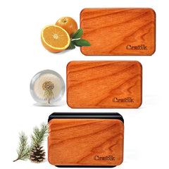 CRATIK wood air freshener clipped to car visor for a sustained, sophisticated scent.