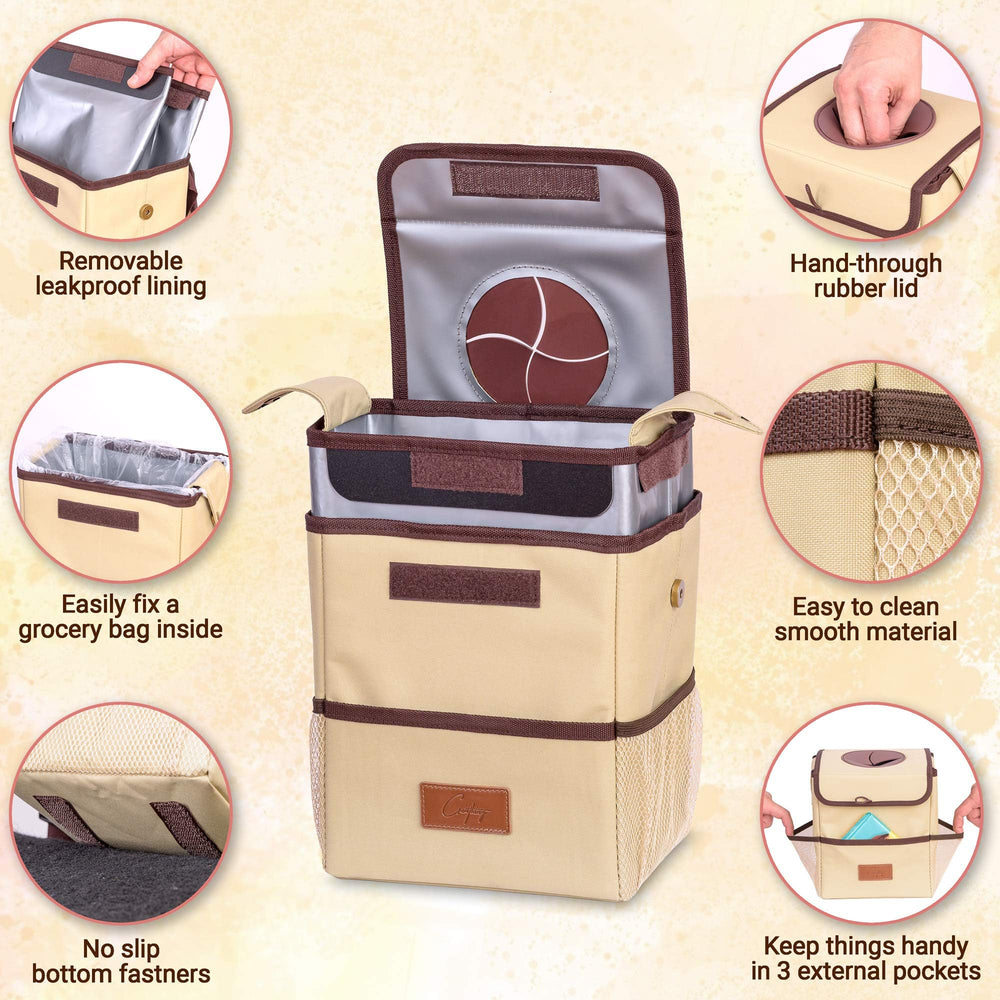 Leakproof liner detaches for no-touch disposal during cleanup.