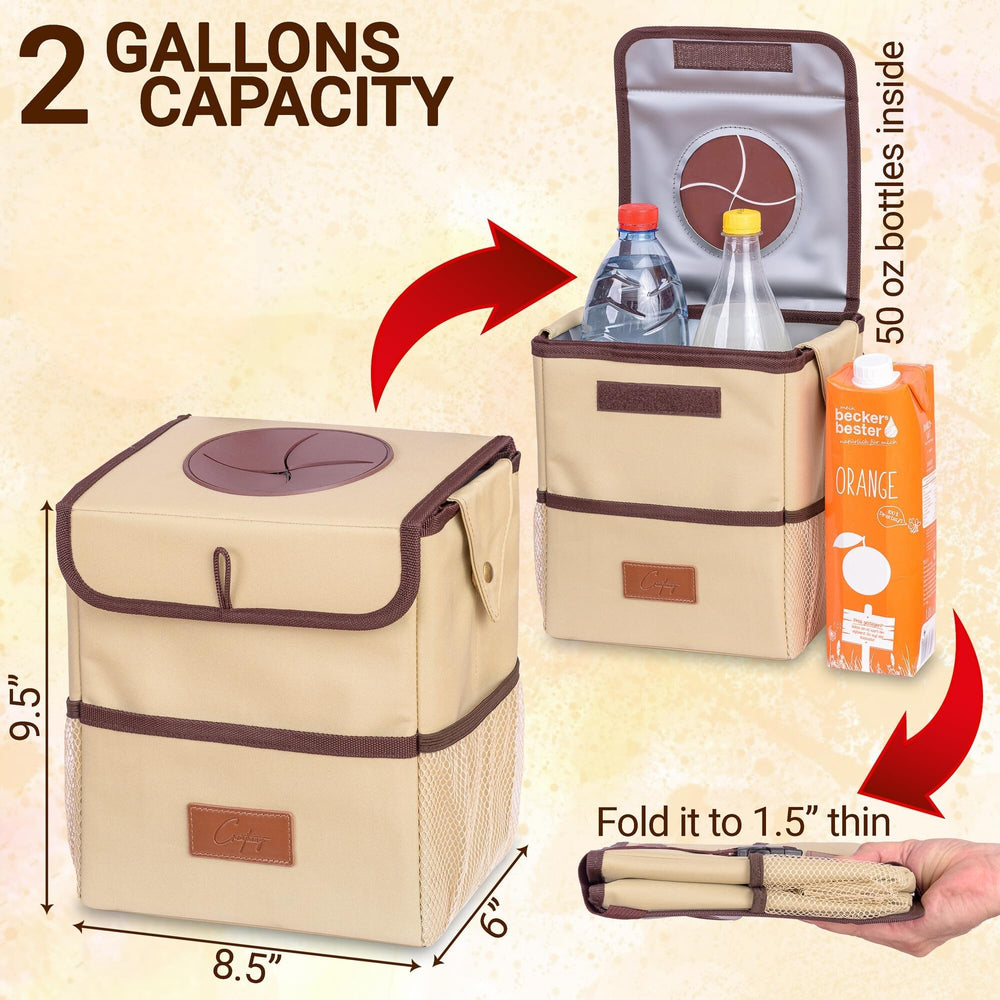 Side flaps secure grocery bags for easy swaps on errands.