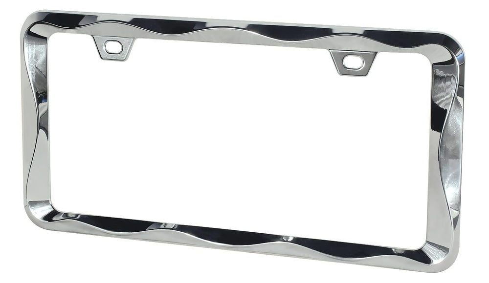Creathome 3D Curly Wave chrome license frame back view shows finish