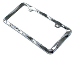Creathome 3D Curly Wave chrome license frame close-up nickel plating shine