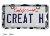 Creathome 3D Curly Wave chrome license frame front view enhances your car's style