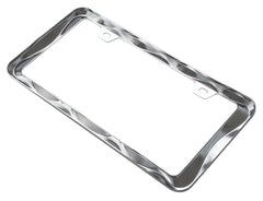 Creathome 3D Curly Wave chrome license frame internal mounting detail