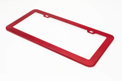 Creathome red license frame on car with simple installation guidance