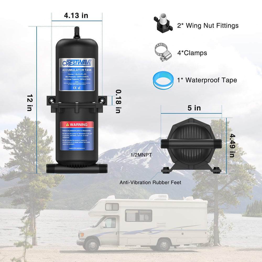 CRESTWAVE 1L system installation in RV or boat scenarios